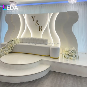 LEDA Custom Rectangle White <b>PVC</b> Backdrop Panel Led Light <b>Strip</b> Wave Arch DIY Removable 7-8ft Height for Wedding Stage Decoration - Product Image 1