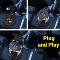 Cargador de Aluminio con Enchufe DIN a USB C y Voltímetro USB QC3.0, Adaptador DIN para Motocicleta de 12V-24V para Ducati, para Auto y RV