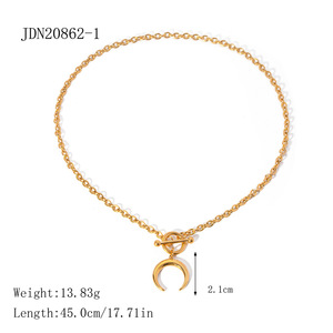 Mode femmes bijoux <span class=keywords><strong>collier</strong></span> en acier inoxydable 18K OT boucle géométrique <span class=keywords><strong>collier</strong></span> <span class=keywords><strong>à</strong></span> <span class=keywords><strong>l</strong></span>'<span class=keywords><strong>envers</strong></span> <span class=keywords><strong>lune</strong></span> pendentif Neckla - Product Image 2