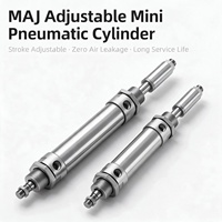 Paslanmaz Çelik Çift Etkili Ayarlanabilir Stroklu Hava Mini Kompakt Pnömatik Silindir MA MAD MAJ Serisi Çap Boyutu 20 mm