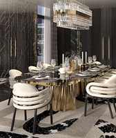 Ensemble table et chaises de salle à manger ovales haut de gamme modernes, ensemble de table de salle à manger de luxe moderne 10 places, ensemble de table de salle à manger en marbre sur mesure