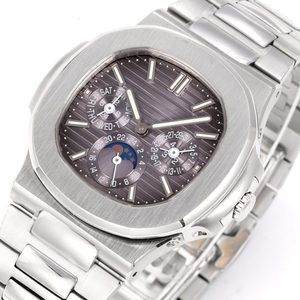 Reloj de Pulsera de Regalo de Navidad Altamente Reconocible, Reloj Mecánico con Correa de Acero Inoxidable, Esfera Multifunción con Fase Lunar y Calendario, Color Marrón - Product Image 2