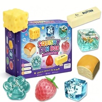 Boîte de 8 jouets sensoriels mignons et amusants, très demandés : Jouets à presser doux en forme de fromage, beurre, fraise, glaçon, pour enfants de 4 à 13 cm