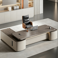 Bureau de direction moderne incurvé de luxe avec tiroir à serrure à code, bureau exécutif en forme de L