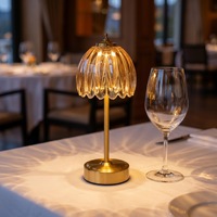 Lampe de table vintage rechargeable en verre, sans fil, à intensité variable, en forme de fleur, fonctionnant sur batterie, pour chambre à coucher, restaurant, intérieur