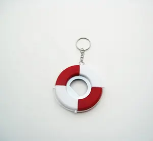 Custom promotion cheap plastic life buoy life ring keychain with bottle opener on the beach