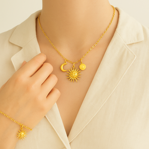Colección Sol y Luna, Colgantes de Acero Inoxidable Chapados en Oro PVD de 18K para Niños, para Hacer Joyería DIY |   Amuletos de Estrella Radiante - Product Image 6