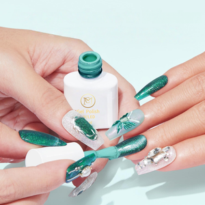 Cat Eye 9D vetro verde argento Glitter Gel smalto per unghie Set Hema Free 6 colori per il salone DIY Nail Art ammollo-LED bottiglia di imballaggio - Product Image 4
