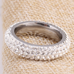 Titanium Steel <b>Ring</b> 4 Row Pave Setting <b>Crystal</b> Unisex Fashion Jewelry Gift - Product Image 4