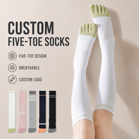 Chaussettes hautes à haute élasticité antidérapantes pour le fitness, chaussettes de Pilates à cinq doigts pour femmes, logo personnalisé, plusieurs couleurs disponibles