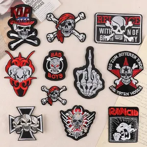 Stile Punk scheletro Ghost Head Hat teschio di ferro su auto adesivo ricamo patch di feltro