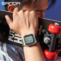 SANDA 6307 Jam Tangan Elektronik Pria Baru Digital Multifungsi Lampu Malam Timer Kalender Olahraga Luar Ruangan Tahan Air untuk Pelajar Reloj