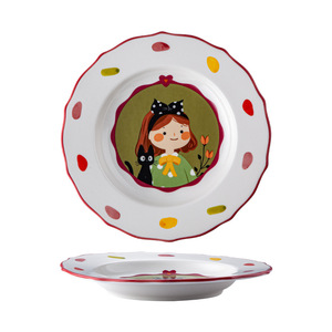Juego de vajilla de cerámica para el hogar Ins de dibujos animados de chica Retro moderna, cuenco de comedor y plato para fiestas, venta al por mayor - Product Image 5