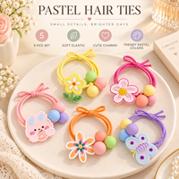Ikat Rambut Elastis Anak-anak, Sangat Melar, Warna-warni, Ramah Rambut, Motif Kartun Geometris, Ikat Rambut untuk Pesta Ulang Tahun Anak Perempuan, Dikemas Satu per Satu