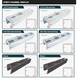 Canal Unistrut de acero al carbono ASTM A36 para Unistrut 41 21mm C-Channel Steel para Unistrut