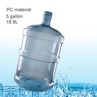Bouteille d'eau potable en plastique PC de 5 gallons (18,9 litres), bidons d'eau
