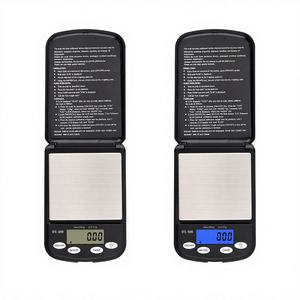 Balance de poche numérique portable noire avec couvercle, capacité de 500 g, écran LCD rétroéclairé, alimentée par batterie, pour bijoutiers et utilisation en laboratoire - Product Image 1