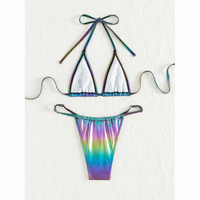 Brillant dégradé maillot de bain femmes brillant deux pièces Mini maillots de bain Sexy Micro string Bikini ensemble 2024