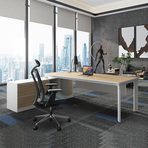 Muebles de Oficina Modernos, <span class=keywords><strong>Escritorio</strong></span> Ejecutivo de Madera, Conjunto de <span class=keywords><strong>Escritorio</strong></span> Ejecutivo en Forma de L, Mesa de Oficina Blanca - Product Image 2