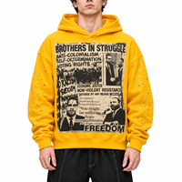 Hoodie Custom Heavyweight DTG Print Bordir Rhinestone Berkualitas Tinggi OEM MOQ Rendah Oversized Katun Streetwear