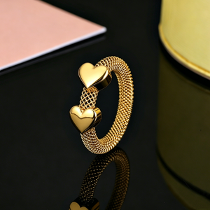 <span class=keywords><strong>Anillo</strong></span> de Acero Inoxidable para Mujer, Diseño de Oso, Joyería de Moda, Regalo, <span class=keywords><strong>Anillo</strong></span> de Dedo, Oro, Plata, <span class=keywords><strong>Anillo</strong></span> de Oso con Malla - Product Image 2