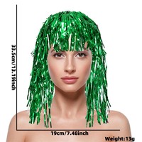 Vert personnalisé court rétro Tinsel Disco perruque brillant métallique déguisement accessoire pour Cosplay cheveux perruques