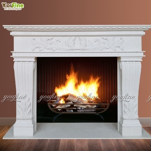 Cheminée en marbre de <span class=keywords><strong>pierre</strong></span> naturelle <span class=keywords><strong>blanche</strong></span> européenne de taille standard pour la maison - Product Image 4
