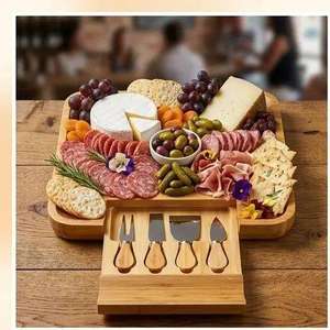 Juego de Tablas de Quesos y Charcutería Profesionales de Madera con Cajón Oculto para Cuchillos, Ideal para Bodas, San Valentín y Otras Ocasiones - Product Image 3