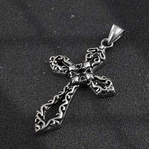 Collier pour homme populaire en promotion, de haute qualité, avec pendentif croix, style punk gothique vintage - Product Image 2