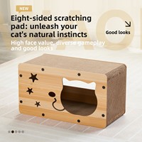 Maison pour chat en carton durable et griffoir intégré avec nid, résistant aux griffures, sans perte de fibres, utilisable toute l'année