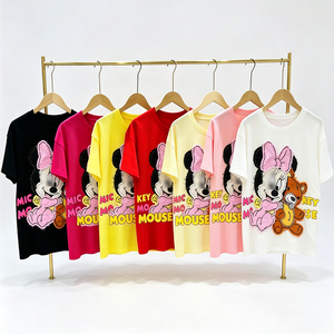 ZiTong Fashion Cute <strong>Minnie</strong> <strong>Mouse</strong> with Teddy Bear Graphic <strong>T</strong>-<strong>shirt</strong> Women Casual Loose Short Sleeve Top - Product Image 1