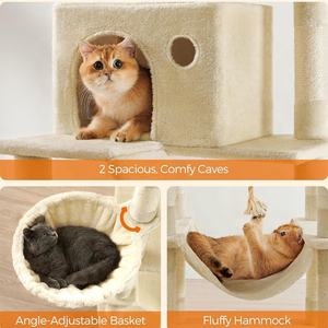 <span class=keywords><strong>Arbre</strong></span> <span class=keywords><strong>à</strong></span> <span class=keywords><strong>chat</strong></span> d'intérieur multi-niveaux en peluche de 81,1 pouces avec hamac pour chats adultes de grande taille - Product Image 4