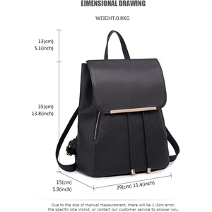Sac à dos de luxe personnalisé pour femme en cuir PU noir uni avec doublure imperméable – Idéal pour l'école, <span class=keywords><strong>le</strong></span> travail et les voyages - Product Image 2