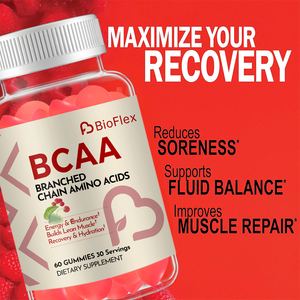 Gummies de <span class=keywords><strong>BCAA</strong></span> (acides aminés à chaîne ramifiée) de qualité alimentaire, saveur naturelle, 1000 mg, pour la récupération musculaire, marque privée OEM en gros - Product Image 3