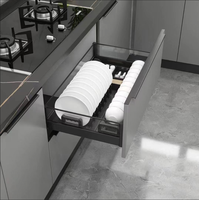 Panier de rangement de cuisine moderne multifonctionnel et écologique à 3 compartiments, en aluminium, acier, verre et ABS, robuste, origine Chine