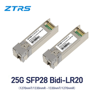 Module optique ZTRS 25G SFP28 BIDI LR20 20km 1270nm/1330nm Simplex LC à fibre unique avec faible consommation pour campus industriel