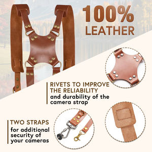 Tali Kulit Asli Mewah untuk Dua Kamera, <span class=keywords><strong>Harness</strong></span> Ganda, Multi Gear, Fotografi Satwa Liar, Dapat Disesuaikan - Product Image 5