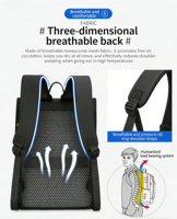 Sac à dos pour ordinateur portable imperméable en Oxford pour le bureau et les trajets quotidiens, sac à dos robuste pour l'extérieur, idéal pour la randonnée et le camping