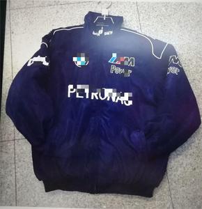 Haute qualité rétro <span class=keywords><strong>F1</strong></span> matelassé brodé hiver Bomber veste doux décontracté cyclisme/sport costume avec poches chaud Baseball veste - Product Image 1