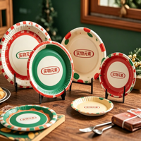 Assiettes en papier compostables robustes, vaisselle jetable biodégradable en bagasse pour usage traditionnel et événements