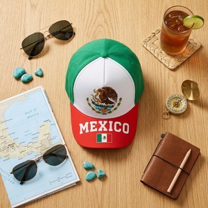 Gorra de Béisbol Unisex con Diseño Personalizado en Relieve, 7 Paneles, 100% Poliéster, Bandera de México, Joyeahome, Impresión Serigráfica, No Tejida - Product Image 5
