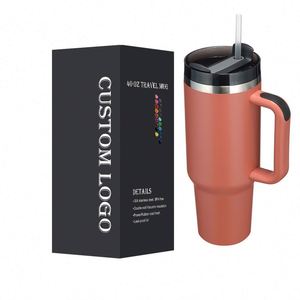 Custom Valentine's Gift Pink Cup Stainless Travel Mug 40Oz Insulated Handle Tumbler With Lids and Straw - Product Image 1