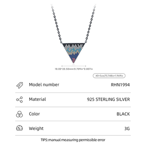 RHN1994 desain mode 925 perak murni warna-warni CZ pirus segitiga liontin kalung untuk wanita pernyataan aksesoris hadiah - Product Image 4