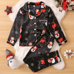 Ensemble <span class=keywords><strong>Pyjama</strong></span> Personnalisé à Manches Longues pour Femme – 2 Pièces Satin – Pyjamas Famille Mère Père Enfants pour Noël - Product Image 5