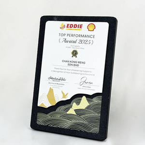 <span class=keywords><strong>Plaque</strong></span> de reconnaissance en pierre d'encre noire, motif sommet de montagne et vague marine, gravée, récompense MH-J0164 - Product Image 6