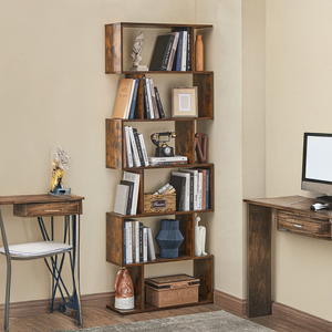 Factory Custom Wooden Metal 6-Tier Multifunctional Bookcase for Living Room Bedroom-Customizable Color Display Rack Book - Product Image 2