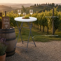 Table pliante en acier HDPE légère, résistante aux intempéries et aux UV, empilable, idéale pour les mariages en plein air, les hôtels et les petites salles de conférence