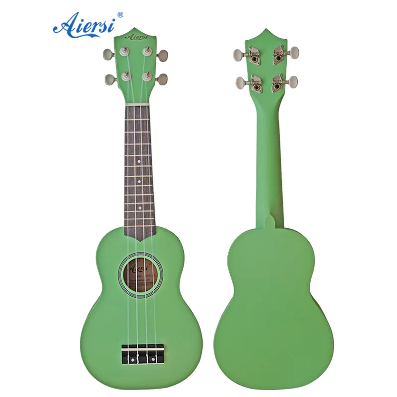 Prezzo all'ingrosso Aiersi marca 21 pollici verde basswood soprano ukulele chitarra pratica strumenti a corda