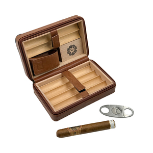 Humidor portátil de madera de cedro y cuero de lujo, caja de viaje para cigarros de <span class=keywords><strong>hombre</strong></span>, gran idea de regalo - Product Image 4