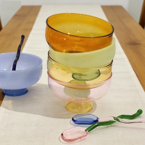 Bol à dessert et salade double transparent en verre borosilicate haute résistance, plat isolant pour légumes et fruits, soupière jetable - Product Image 1